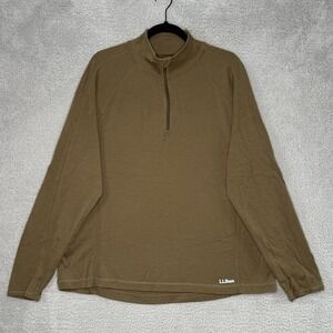 LL Bean Cresta 100% Merino Wool Midweight 250 1/4 Zip Sz XL Green Hiking Base